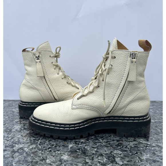 Proenza Schouler Combat Lace Up Boot Women’s Size EU 39.5 vory - Picture 2 of 16